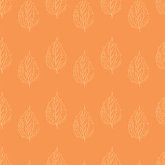 Obraz premium pastel orange leaves with orange background seamless repeat pattern