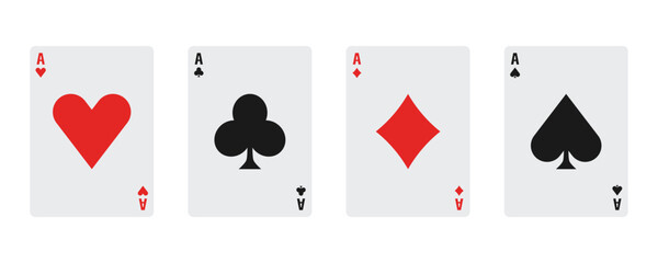 Four aces playing cards for poker hand game. Vector Illustration.