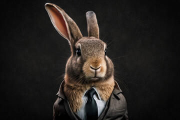 Obraz premium Portrait of a Rabbit dressed in a formal business suit, generative ai 