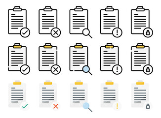 Clipboard icon set. Vector illustration.