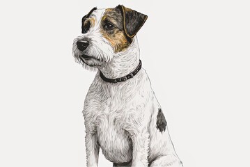 a white backdrop with a parson jack russell terrier dog Generative AI