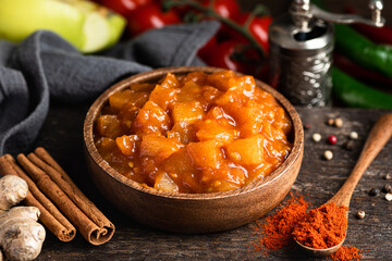 Indian chutney with apples and tomatoes