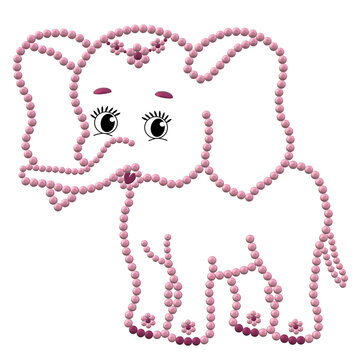 Elephant of pink beads (without background). 3D Render