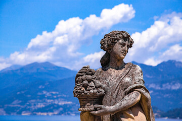 View of Villa del Balbianello overlooking Lake Como in Lenno, Lombardy, Italy