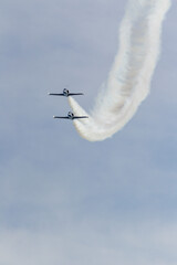 Breitling jet team formation at Aerolac with smoke trail
