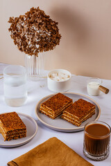 homemade layered shortbread pastry with caramel