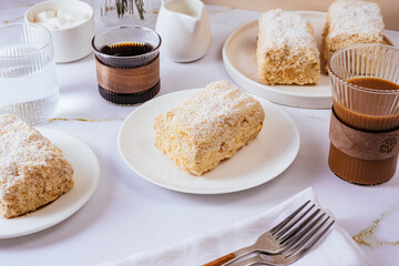 homemade cake made of several layers and cream