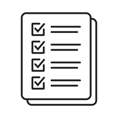 Checklist vector icon in line art style. Document icon, illustration isolated on white background for graphic and web design.