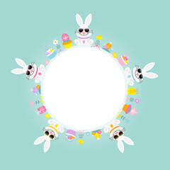 Wei&szlig;e Osterhasen Sonnenbrille Rahmen Rund T&uuml;rkis