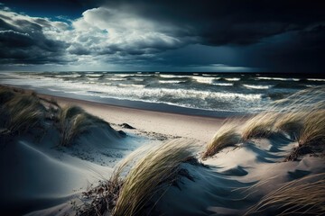 baltic sea on a cloudy day created with Generative AI technology