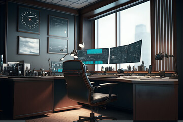 Stock Traders Modern Interior Office Workspace for the business of trading investment finance, Stock Exchange Trading Screens, Professional Traders of Stocks and Crypto Markets, generative ai jpeg 14