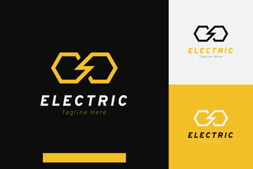Set of lightning thunder electric energy logo vector design templates with different color styles