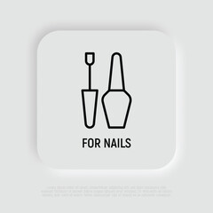 Nail polish thin line icon. Symbol of manicure. Modern vector illustration for beauty shop.