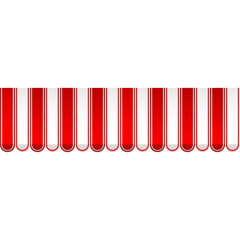 Tent with white and red stripes for market, shop with shadows.  Commercial canopy awning for store.  Design element