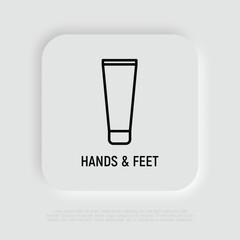 Plastic tube with skin care treatment. Simple thin line icon for beauty shop. Modern vector illustration.