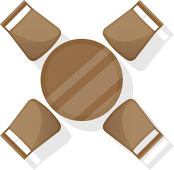 Table with chairs top view top view. Furniture element  for dining room, kitchen, living room, office, house, apartment. Interior icon. Furniture symbol for interior design