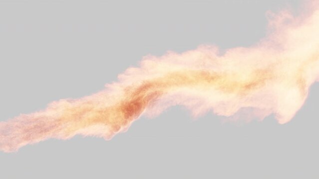flame on white background. animation of a fire background. realistic flame thrower