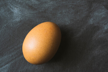 Brown chicken egg black background