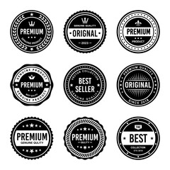 Classic Vintage Retro Premium Vector Badge, Emblem, Logo, Label, Sticker, Stamp, Symbol, Seal, Banner Frame Collection Set