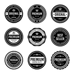 Classic Vintage Retro Premium Vector Badge, Emblem, Logo, Label, Sticker, Stamp, Symbol, Seal, Banner Frame Collection Set