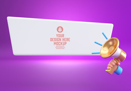 Hand Announcement with Megaphone Mockup