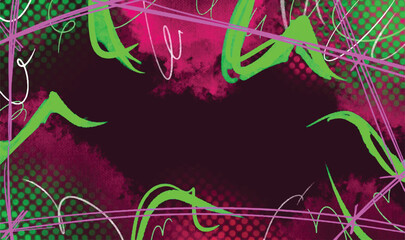 Green and pink abstract cool decorative vector background with brush stroke grunge isolated on landscape template for social media template, paper and textile scarf print, wrapping paper, poster.