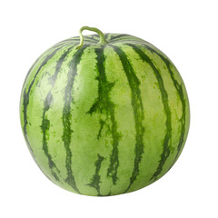 Ripe Watermelon fruit isolated on a transparent background.
