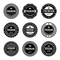 Classic Vintage Retro Premium Vector Badge, Emblem, Logo, Label, Sticker, Stamp, Symbol, Seal, Banner Frame Collection Set