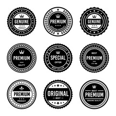 Classic Vintage Retro Premium Vector Badge, Emblem, Logo, Label, Sticker, Stamp, Symbol, Seal, Banner Frame Collection Set