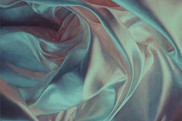 silk fabric with pink and light blue satin colors created with Generative AI technology