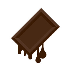 Melting chocolate bar on white background