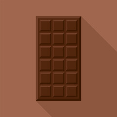Chocolate bar with shadow on brown background