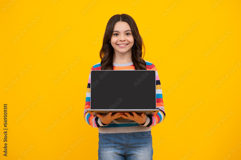 Canvas Prints school student using laptop. e-learning and online education. teen girl on internet video chat isola