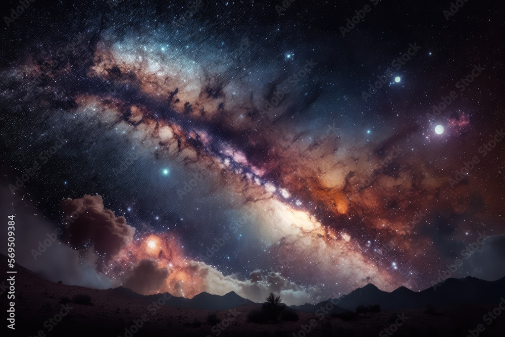 Sticker star and galaxy background made with generative ai