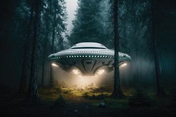 ufo in the deep woods made with generated ai