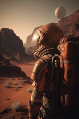 astronaut at mars portrait made with generative ai