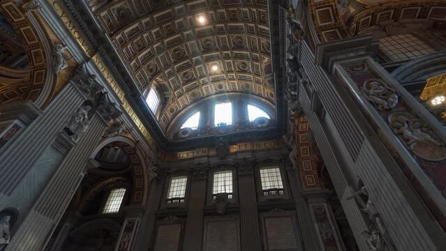 Italy Rome - Vatican - St Peters Basilica - Interior Hyper Lapse