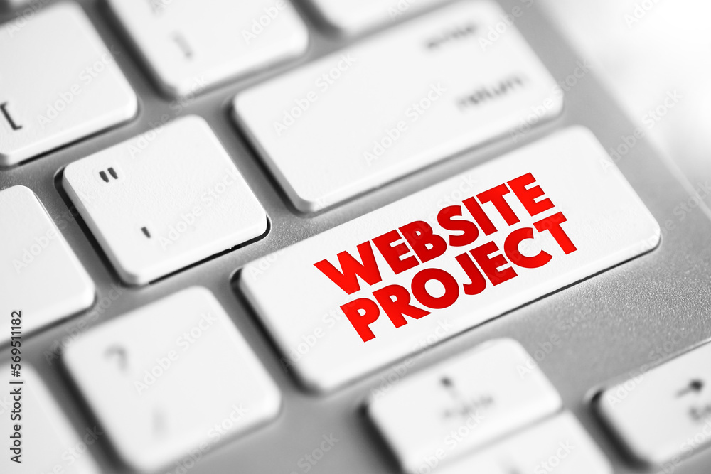 Poster website project text concept button on keyboard for presentations and reports