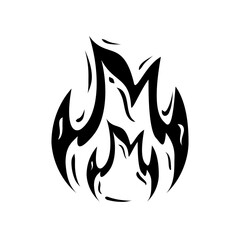 Black fire flame burning warning sign drawing doodle flat vector icon design.