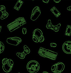 Video Games controller background Gadgets and Devices Seamless pattern © Aglaia