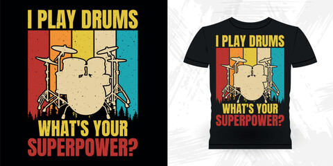 Basement Drumming Funny Musician Drummer Retro Vintage Drummer T-shirt Design