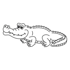 Funny crocodile cartoon vector coloring page