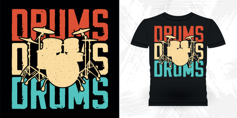 Basement Drumming Funny Musician Drummer Retro Vintage Drummer T-shirt Design