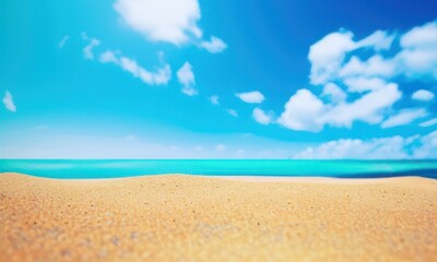 Fototapeta na wymiar sand beach and blue sky created with Generative AI