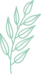 simple drawn twig with leaves. isolated twig