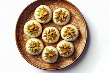 pistachio baklava on a white background dessert. Generative Ai