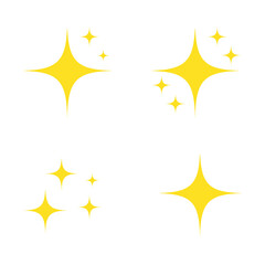 Set of stars sparkles, flat design