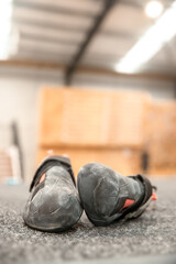 climbing shoes close up photo for indoor bouldering or gym climbing. High quality photo