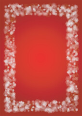 Vector Merry Christmass and New Year Glitter Snowfall Background. White and Silver Defocused Light Spots on Red Gradient. Magic Fantasy Bokeh Glowing Design. Falling Snow Effect. Festive Frame Design