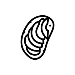 Toast with chopped avocado color line icon. Vegetarian product.